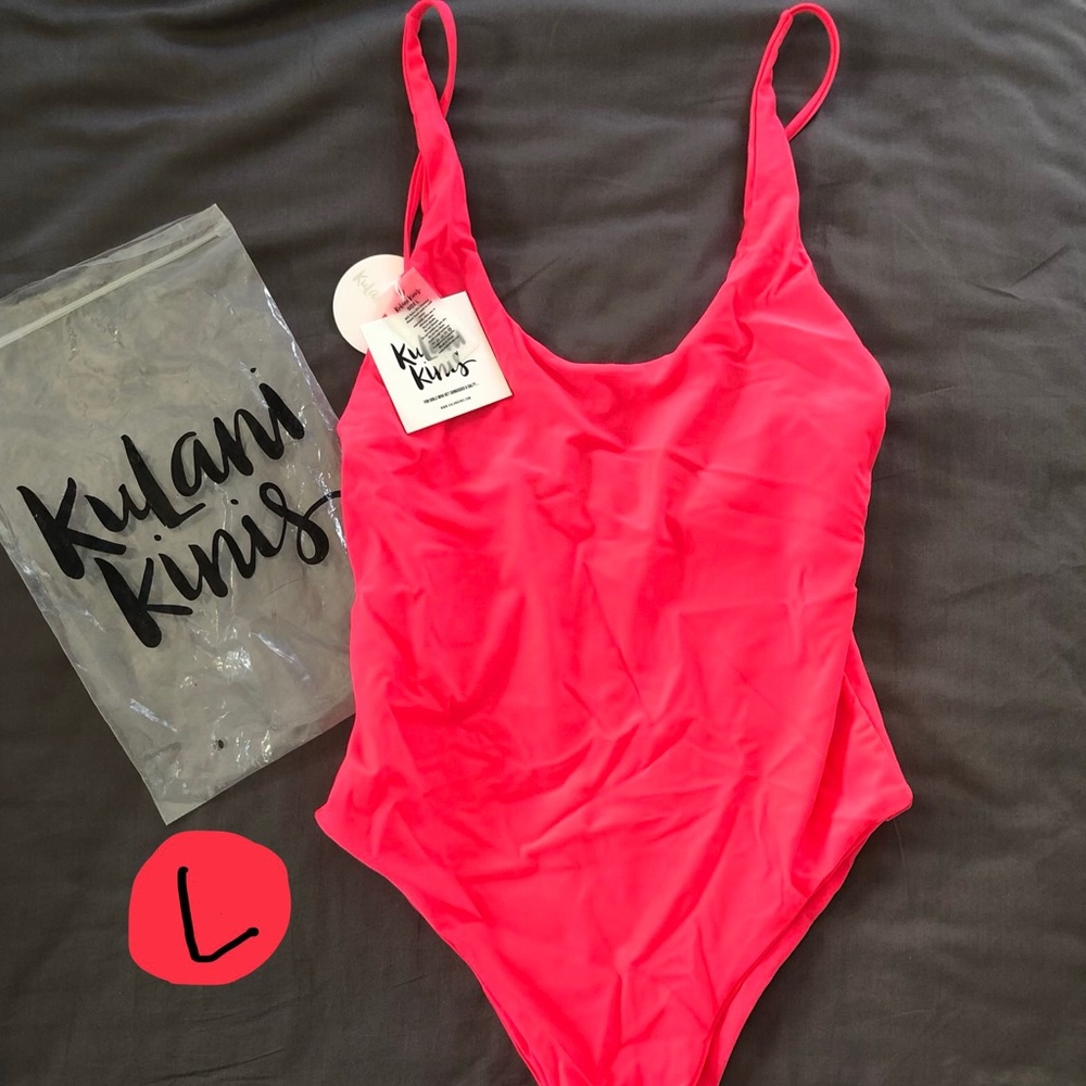 kulani kinis one piece swim red hot chilli neon